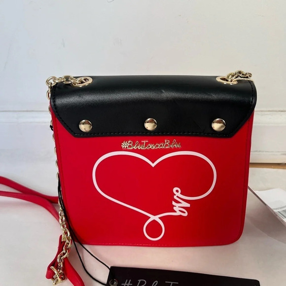 Tosca Blu Red Heart Small Multicolor Red Black Flap Crossbody Shoulder Bag NWT - Picture 2 of 12